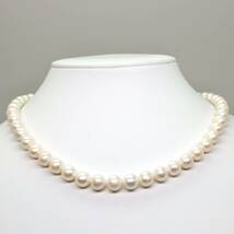 ◆本真珠ネックレス/ 34 ◆M 約39.1g 約43.0cm 7.5-8.5mm珠 pearlパールjewelry necklaceジュエリーDC3/DF6_画像2