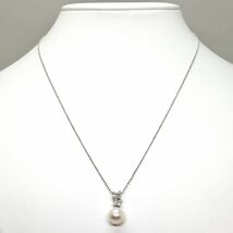 LA SOMA(ラソーマ)◆K18 天然ダイヤモンド/アコヤ本真珠ネックレス◆M 約3.9g 約45.5cm パール pearl diamond necklace jewelry EB8/EB8_画像2