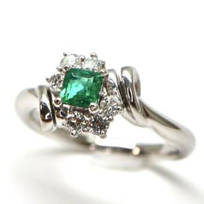 POLA jewelry(ポーラ)ソーティング付き◆Pt900 エメラルド/天然ダイヤモンドリング◆M 約5.5g 約11.5号 emerald diamond ring指輪 EC1/EC1の画像4