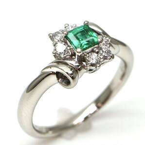 POLA jewelry(ポーラ)ソーティング付き◆Pt900 エメラルド/天然ダイヤモンドリング◆M 約5.5g 約11.5号 emerald diamond ring指輪 EC1/EC1の画像1