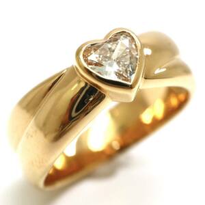 豪華!!◆K18 天然ダイヤモンド ハートシェイプリング◆M 約7.2g 約13号 diamond ring指輪 EF9/EF9