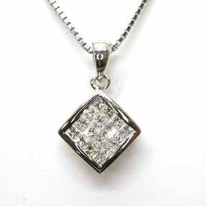 ◆K18 天然ダイヤモンドネックレス◆M 約4.6g 約45.0cm diamond necklace jewelry ジュエリー　ED7/ED7