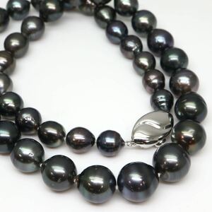 ◆南洋黒蝶真珠ネックレス/ 27 ◆M 約59.6g 約47.0cm 8.0-11.5mm珠 pearl パール jewelry necklace ジュエリー DF0/EC0