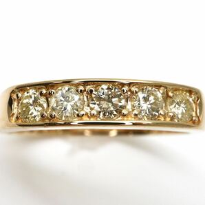 ◆K18 天然ダイヤモンド 一文字リング◆M 約1.8g 約9号 0.30ct diamond ring指輪 EA9/EA9の画像4