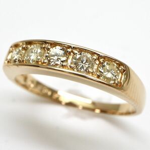 ◆K18 天然ダイヤモンド 一文字リング◆M 約1.8g 約9号 0.30ct diamond ring指輪 EA9/EA9の画像3