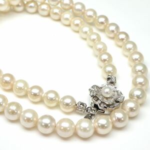 ◆アコヤ本真珠ネックレス◆M 約30.1g 約44.0cm 6.5-7.0mm珠 pearl パール jewelry necklace ジュエリー DB0/DH0