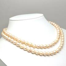 ◆アコヤ本真珠2連ネックレス◆M 約29.8g 約41.5cm 7.0-8.0mm珠 pearl パール jewelry necklace ジュエリー DB0/DC0_画像3