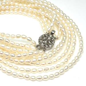 ◆本真珠5連ネックレス◆M 約46.6g 約46.0cm pearl パール jewelry necklace ジュエリー jewelry DB0/DB0