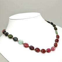 豪華!!大粒!!◆K18 天然トルマリン ネックレス◆M 約34.0g 約45.5cm tourmaline jewelry necklace ジュエリー EA0/EA0_画像3