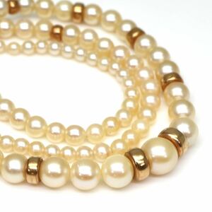 ◆K14 アコヤ本真珠ネックレス◆M 約14.0g 約42.5cm 3.0-3.7mm珠 pearl パール jewelry necklace ジュエリー DB8/DC8