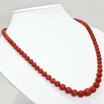 ◆天然本珊瑚ネックレス◆M◎ 約33.4g 約53.5cm 5.7-10.4mm珠 コーラル coral さんご jewelry necklace ジュエリー EC7/ED9_画像3