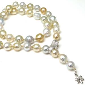 豪華!!◆南洋白蝶真珠ネックレス◆M 約60.7g 約52.0cm 9.0-11.5mm珠 pearl ゴールドカラー パール jewelry necklace ジュエリー DI0/DI0