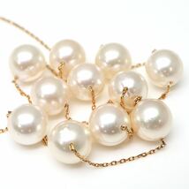 ◆K18 アコヤ本真珠ステーションネックレス◆M 約6.1g 約45.0cm 7.0mm珠 パール pearl necklace EA0/EA0_画像1