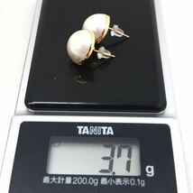 ◆K18 マベパールピアス◆M 約3.7g パール pearl 半円真珠 pendantジュエリー DE9/DG5_画像7