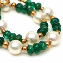 ◆K18 天然エメラルド/アコヤ本真珠ブレスレット◆M 約5.8g 約19.0cm emerald パール pearl jewelry bracelet ジュエリー DC0/DC0_画像4