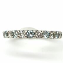 ◆Pt900 天然ダイヤモンド/天然ブルーダイヤモンドリング◆M 約3.1g 約8号 0.55ct 0.45ct diamond ring指輪 EB5/EB5_画像3