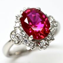 CrescentVert(クレサンベール)◆Pt900 ルビー/天然ダイヤモンドリング◆M 約6.0g 約12号 2.35ct 0.37ct ruby diamond ring指輪 EC7/ED4_画像1