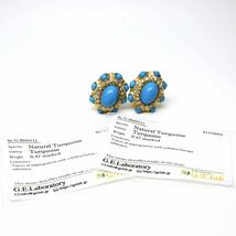 ソーティング付き!!豪華!!◆K18 天然トルコ石/天然ダイヤモンドイヤリング◆M◎ 約26.6g turquoise ジュエリー diamond earring FB1/FB1_画像8