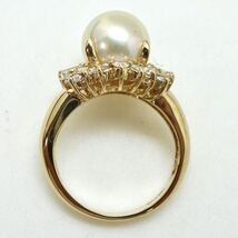 JEWELRY MAKI(ジュエリーマキ)◆K18 アコヤ本真珠/天然ダイヤモンドリング◆M 約5.8g 約8.5号 diamond パール pearl ring指輪 EE0/EE3_画像5