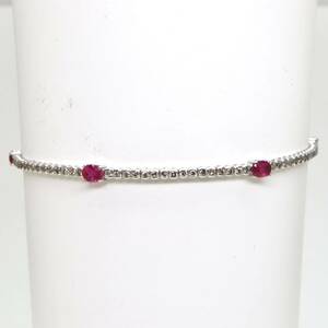 so-ting attaching!!*K18 natural diamond / natural ruby tennis bracele *M approximately 4.4g approximately 17.5cm jewelry jewelry bracelet EE3/EE3