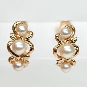 TASAKI( Tasaki Shinju )*K18 Akoya book@ pearl hoop earrings *M approximately 5.0g 3.0-5.0mm. pearl pearl earring jewelry EC9/ED2