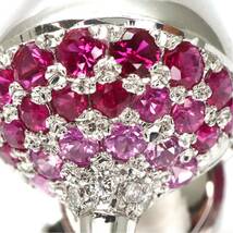 ソーティング付き!!◆Pt900 天然ダイヤモンド天然ルビー/天然ピンクサファイアピンブローチ◆M 約8.6g diamond ruby sapphire EC8/EC8_画像4