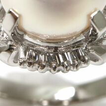 ◆Pt900 アコヤ本真珠/天然ダイヤモンドリング◆M 約6.2g 約10号 diamond パール pearl ring指輪 EB8/EB8_画像4