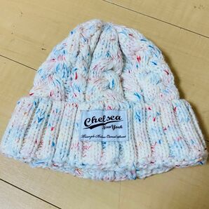 ニットキャップ ニット帽 フリーサイズ ホワイト 美品　 帽子 ビーニー