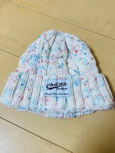 ニットキャップ ニット帽 フリーサイズ ホワイト 美品　 帽子 ビーニー