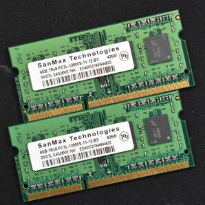 (送料無料) 4GB 2枚組 (合計 8GB) PC3L-12800S DDR3-1600 S.O.DIMM 204pin 1Rx8 SanMax MT Micron (動作確認済 memtest86+) (管:SB0205
