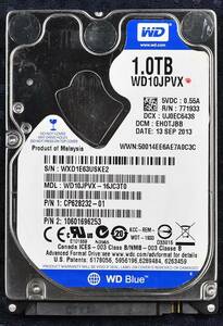 1円スタート WestarnDigital WD10JPVX 1TB (1000GB) 9.5mm 2013年 HDD (Cristal DiscInfo 正常) 使用時間 2800H (管:HD11