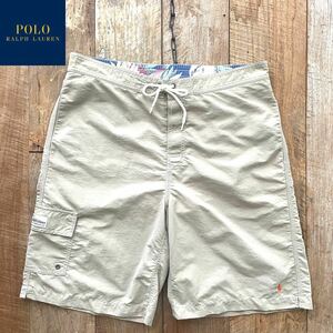 【新品同様】POLO by Ralph Lauren ラルフローレン 水陸両用 ライナー付き ボード ショーツ ショートパンツ 海パン M ベージュ