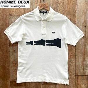 【希少】COMME des GARCONS HOMME DEUX×LACOSTE コムデギャルソン ラコステ DH-T102 AD2011 半袖 鹿の子 ポロシャツ S 