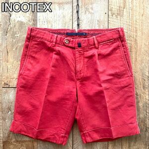 [ beautiful goods ]INCOTEX INCOTEX CHINOLINOlinen cotton short pants shorts 48 red BEAMSF handling 