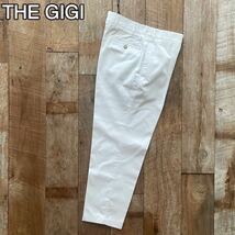 【美品】THE GIGI ザジジ 1プリーツ 1タック テーパード コットン スラックス パンツ 46 ホワイト BEAMSF取扱_画像1