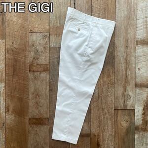 【美品】THE GIGI ザジジ 1プリーツ 1タック テーパード コットン スラックス パンツ 46 ホワイト BEAMSF取扱