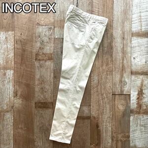 【極美品】INCOTEX SLACKS インコテックス SLIM FIT ヴィンテージ加工 テーパード コットン スラックス パンツ 31 BEAMSF取扱