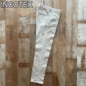 【美品】INCOTEX インコテックス SLACKS ヴィンテージ加工 テーパード コットン スラックス パンツ 29 ライトベージュ BEAMSF取扱