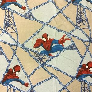 【fe006】ヴィンテージシーツ フラットシーツ 231×157 キャラクター MARVEL スパイダーマン リメイク用生地 アメリカ買付 布 送料無料