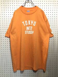 【L】新品 90s Old Stussy Tokyo INT2 tee Shirt Orange 90年代 ステューシー 東京 プリント Tシャツ オレンジ 半袖 T252