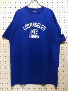 【L】新品 90s Old Stussy Los Angeles INT2 tee Shirt Blue 90年代 ステューシー ロサンゼルス Tシャツ ブルー USA製 半袖 T253