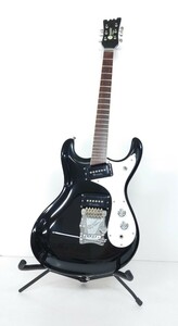 【R1-470】 mosrite エレキギター 黒雲 モズライト 6弦 弦楽器 音楽 軽音楽 ブラック ソフトケース ケーブル等付き 動作OK 「K528」