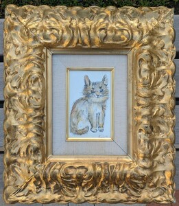 Art hand Auction لوحة القطة, تلوين, طلاء زيتي, لوحات حيوانات