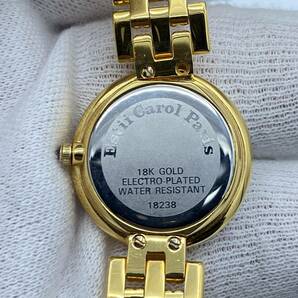 《超美品 稼働品》 エスティキャロル Estii Carol 1Pダイヤ 18KGP 18金メッキ レディース腕時計 シェル文字盤 クオーツの画像5