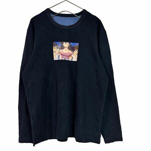 希少 アニメ プリント サイドスリッド ロングTシャツ
