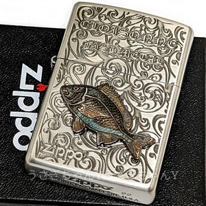 zippo☆本七宝ヴィンテージメタル☆両面彫り☆クロダイ☆ジッポ ライター