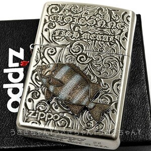 zippo☆本七宝ヴィンテージメタル☆両面彫り☆イシダイ☆ジッポ ライター