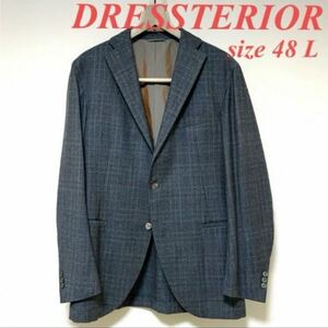 1円スタート DRESSTERIORドレステリア グレーチェック柄 2釦 48サイズ L サマーウール