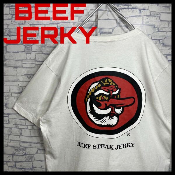 BEEF STEAK JERKY 天狗　デカロゴ　バックプリント　企業　半袖Tシャツ　古着　ビーフジャーキー　Lサイズ