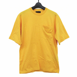 【名古屋】プラダ 半袖 Tシャツ ポケット トライアングル ワッペン イエロー 黄色 コットン XS アパレル